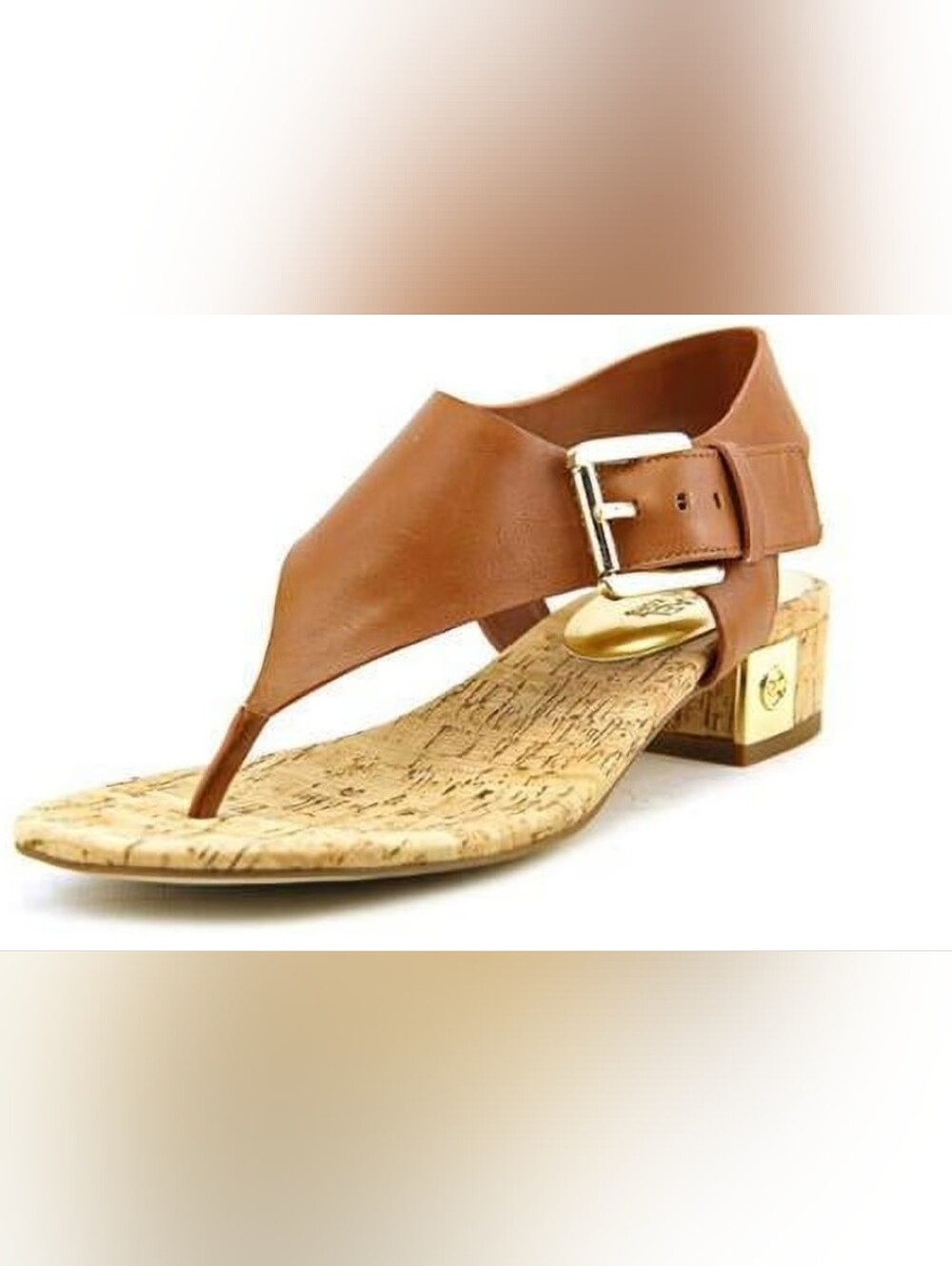 Michael Kors Tan Leather & Cork Thong Sandals Sz. 7
